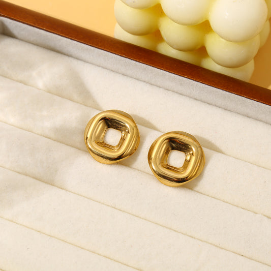 Boucles d'oreilles puce carré dorées