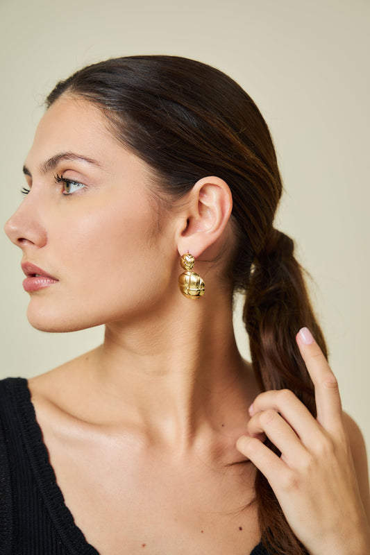 Boucles d'oreilles double rond pendantes