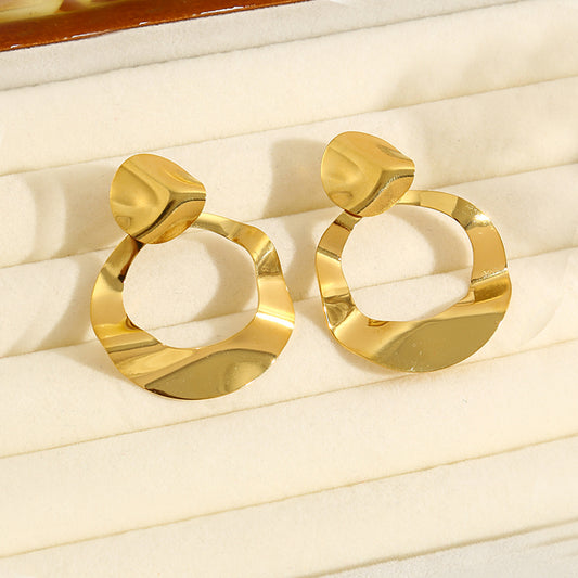 Boucles d'Oreilles Dorées Cercle et Disque