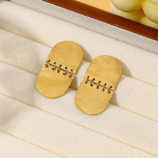 Boucles d'Oreilles Dorées Brossés Pendantes Reliées