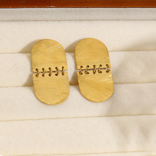 Boucles d'Oreilles Dorées Brossés Pendantes Reliées