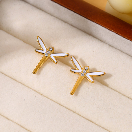 Boucles d'oreilles Puces Dorées Libellule