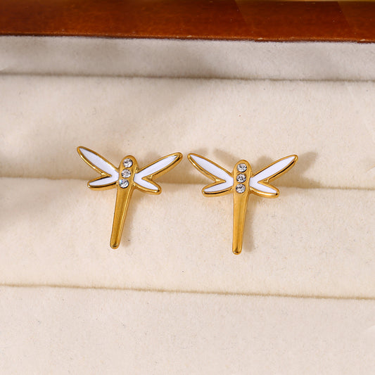 Boucles d'oreilles Puces Dorées Libellule