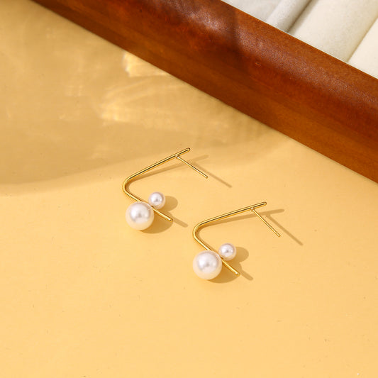 Boucles d'oreilles ligne avec double perle