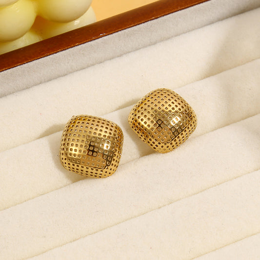 Boucles d'Oreilles Dorées Carrées Volume