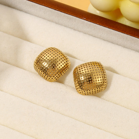 Boucles d'Oreilles Dorées Carrées Volume