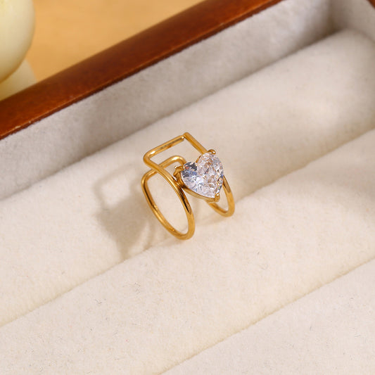 Bague d'oreille Earcuff Faux Percing Dorée Double Ligne avec Strass