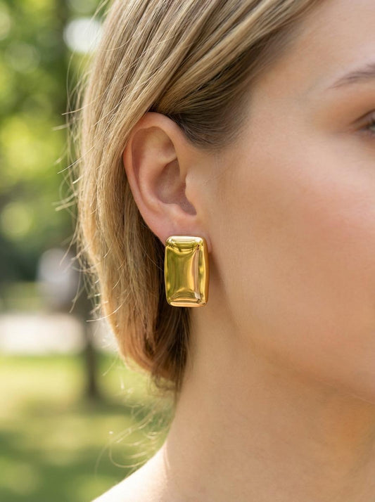 Boucles d'Oreilles Plaques Rectangulaires Brillantes