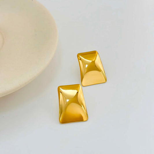 Boucles d'Oreilles Dorées Rectangulaires Brillantes