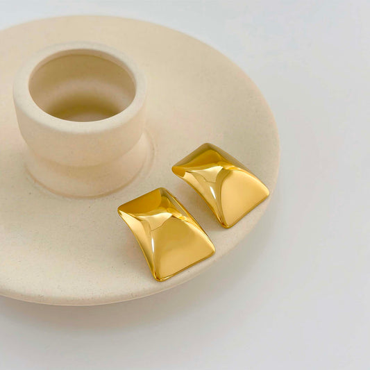 Boucles d'Oreilles Dorées Rectangulaires Brillantes