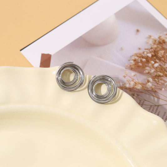 Boucles d'oreilles puce d'oreille spirale argentées