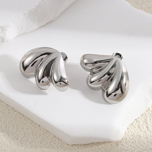 Boucles d'Oreilles Argentées Triple Gouttes Epaisses Brillantes