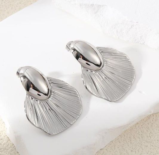 Boucles d'Oreilles Argentées Disques Irréguliers Et Rayures