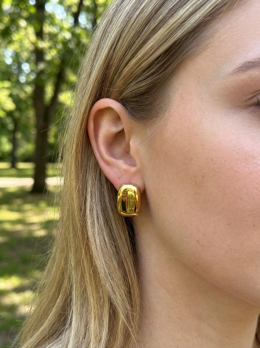 Boucles d'Oreilles Plaques Creuses Oblongues Brillantes