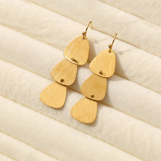 Boucles d'Oreilles Dorées Brossées Pendantes