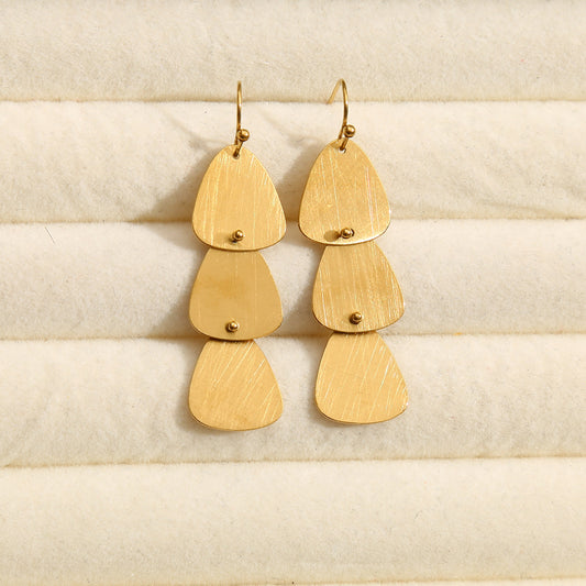 Boucles d'Oreilles Dorées Brossées Pendantes