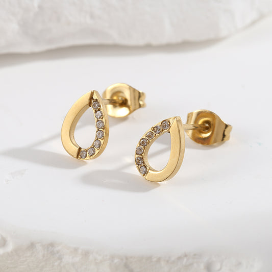 Boucles d'Oreilles Anneaux Gouttes Incrustés de Strass