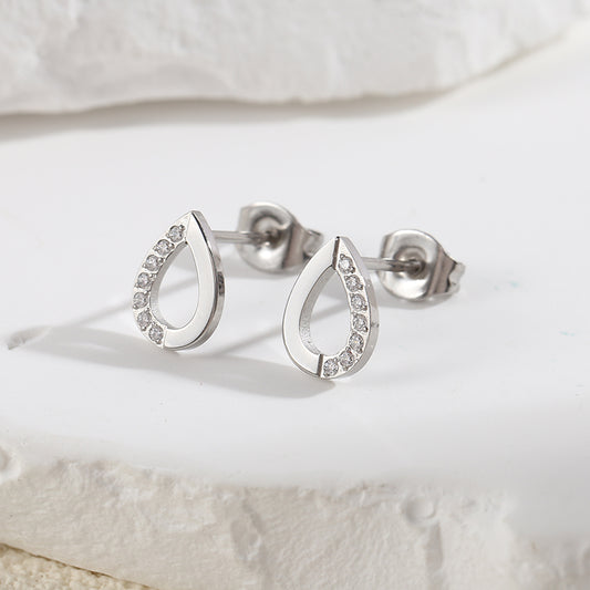 Boucles d'Oreilles Anneaux Gouttes Incrustés de Strass