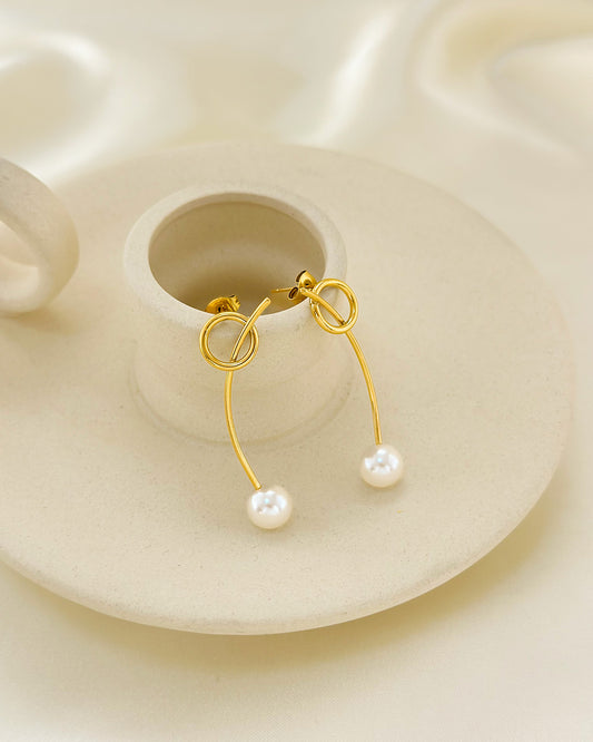 Boucles d'Oreilles Dorées Anneaux Et Pendentifs Perles