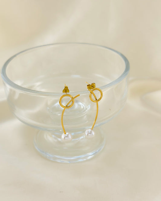 Boucles d'Oreilles Dorées Anneaux Et Pendentifs Perles