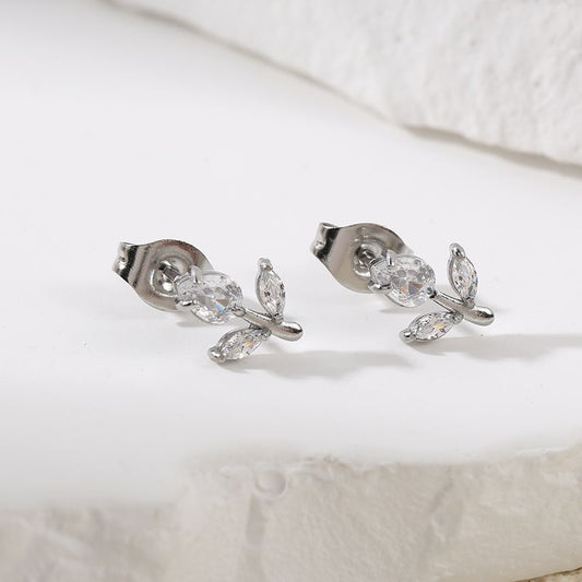 Boucles d'Oreilles Argentées Tulipes Incrustées de Strass