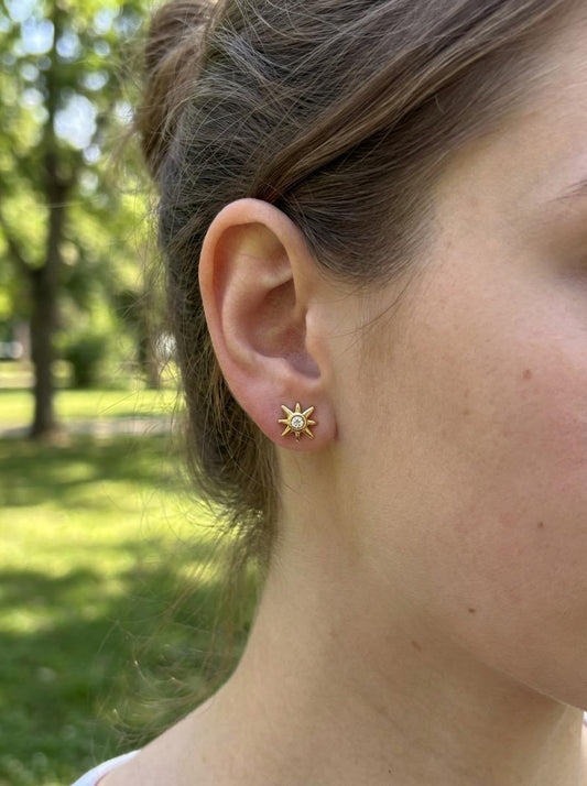 Boucles d'Oreilles Puces Soleils Avec Strass