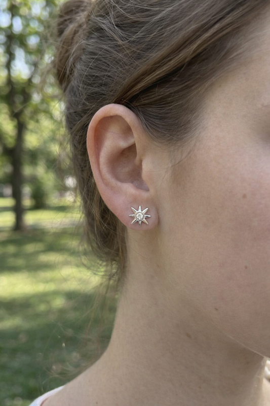 Boucles d'Oreilles Puces Soleils Avec Strass