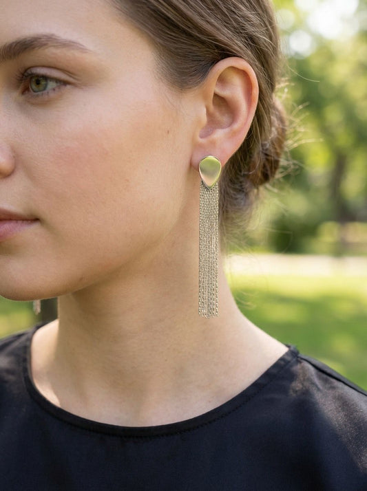 Boucles d'Oreilles Gouttes Avec Chaînes Pendantes Argentées