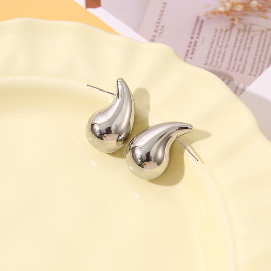 Boucles d'oreilles gouttes bombées argentées
