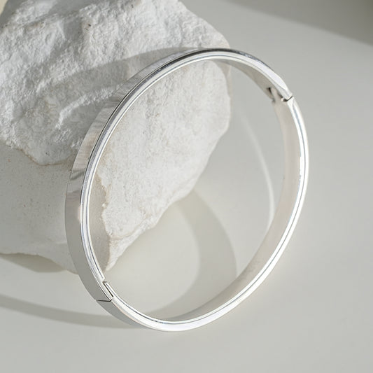 Bracelet Argenté Jonc Epais Fermeture Rigide