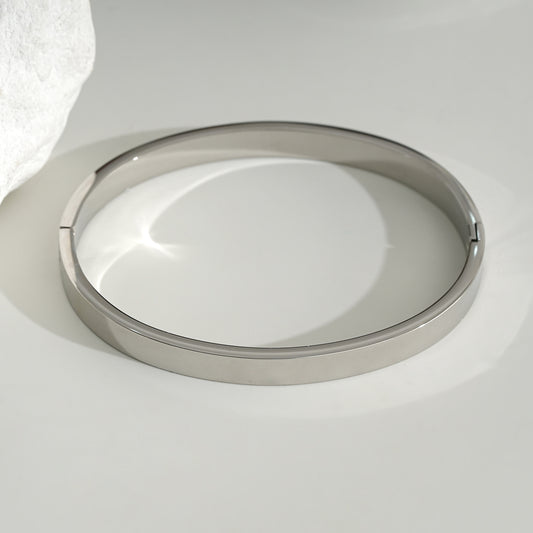 Bracelet Argenté Jonc Epais Fermeture Rigide