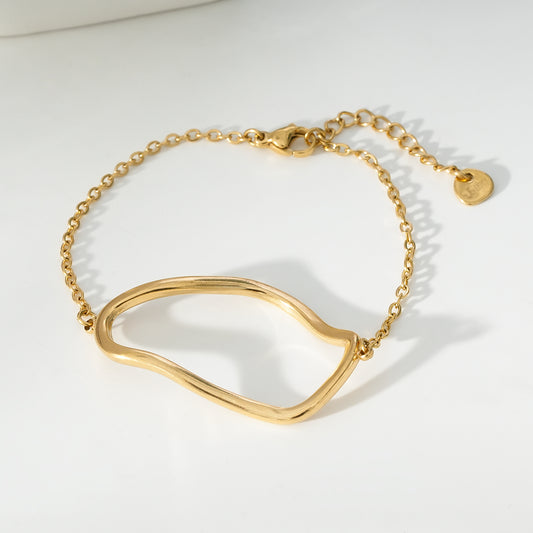 Bracelet Doré Chaîne Avec Anneau Courbé