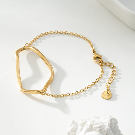Bracelet Doré Chaîne Avec Anneau Courbé