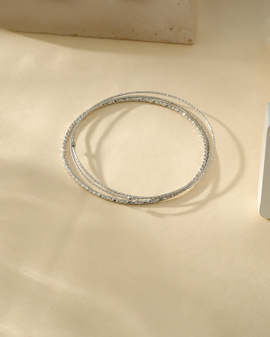 Bracelet Argenté Multi Joncs Fins Gravés