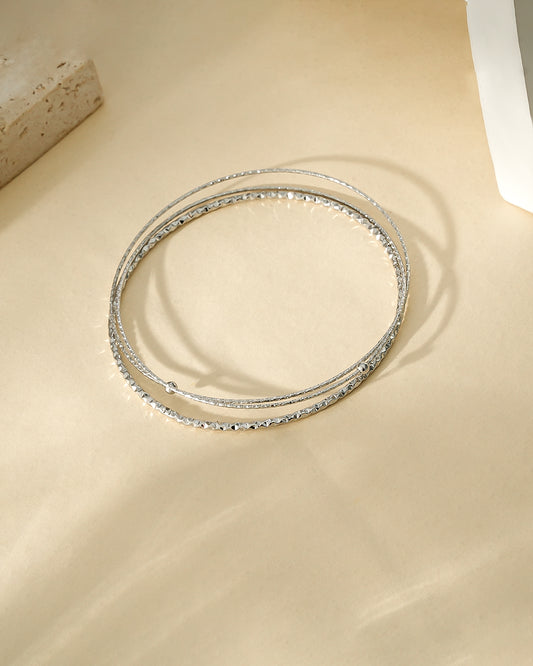 Bracelet Argenté Multi Joncs Fins Gravés