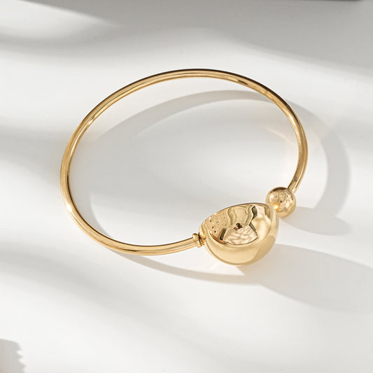 Bracelet Doré Jonc Avec Hémispère Et Boule Brillants Amovible