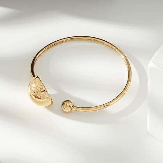 Bracelet Doré Jonc Avec Hémispère Et Boule Brillants Amovible