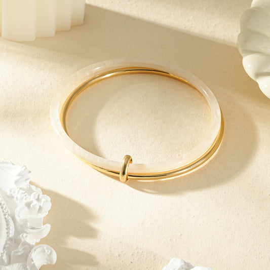 Bracelet Jonc Multi Cercle Doré et Acrylique