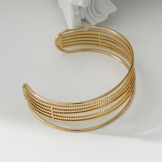Bracelet Doré Manchette Ouverte Multi Fils Simples