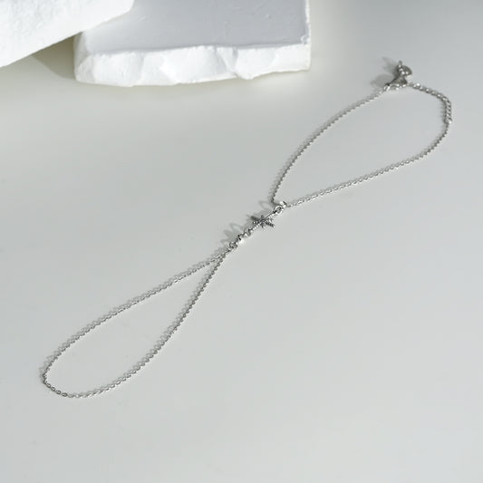Bracelet bague doré avec chaîne étoile