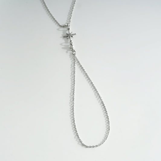 Bracelet bague argenté avec chaîne étoile