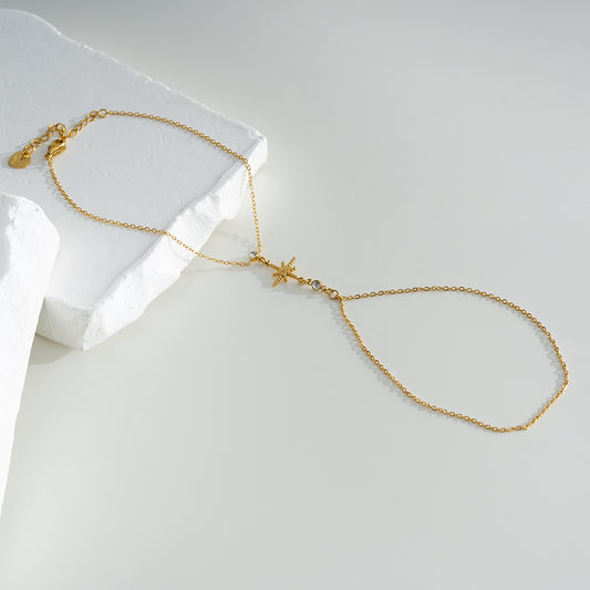 Bracelet bague doré avec chaîne étoile