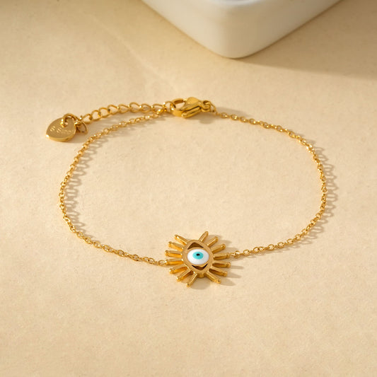 Bracelet Doré En Chaîne Fine Avec Œil Protecteur