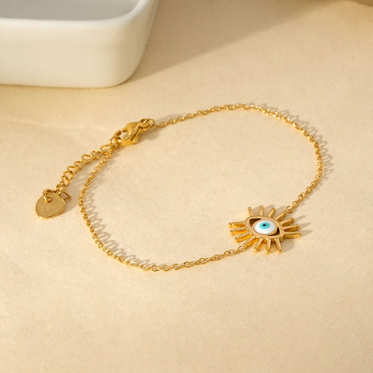 Bracelet Doré En Chaîne Fine Avec Œil Protecteur