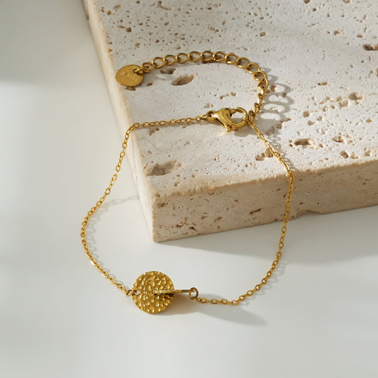 Bracelet Doré Ajustable Avec Double Disques