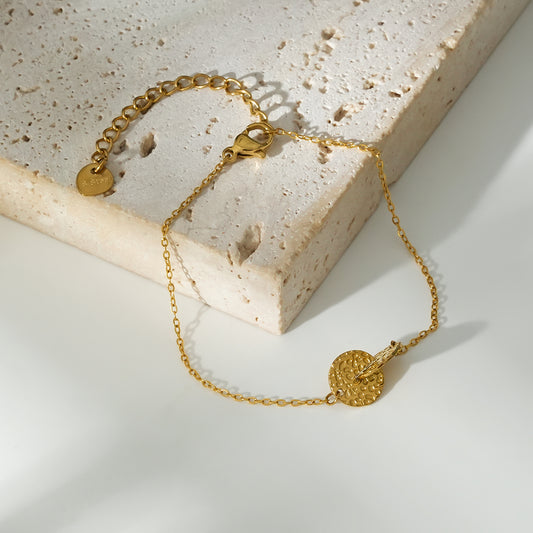 Bracelet Doré Ajustable Avec Double Disques