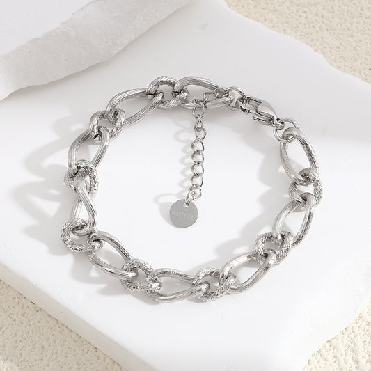 Bracelet Argenté Ajustable Chaîne En Maillons Torsadés Brossés