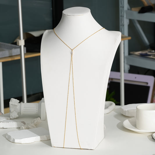 Chaîne de corps dorée avec oxyde de zirconium