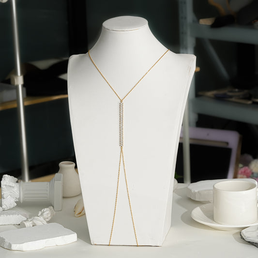 Chaîne de corps dorée avec oxyde de zirconium