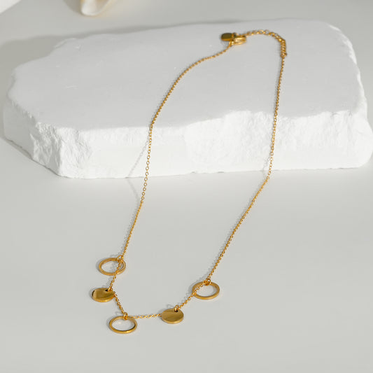 Collier Chaîne Dorée Breloques Rondes